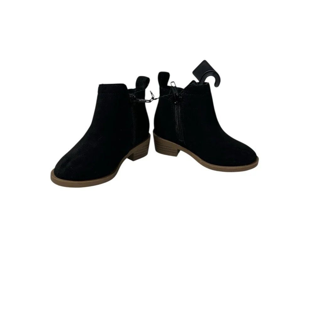 wonder nation toddler girls ankle‎ boots zips on side black size 7